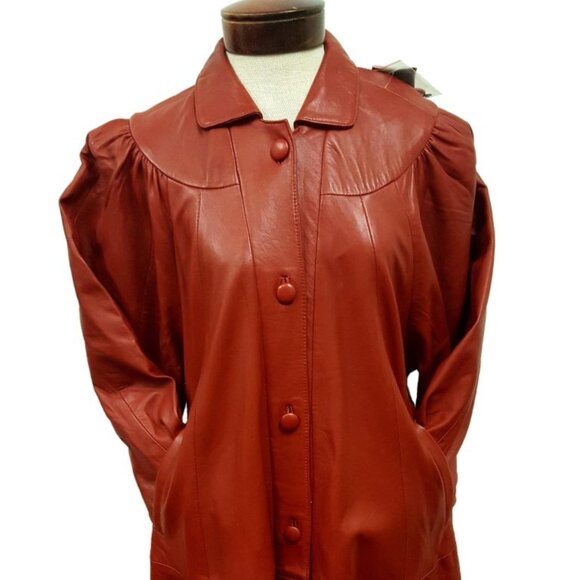 Women’s Full Length Soft Leather Swing Coat Plus Size 4 Color's Available - Picture 8 of 10